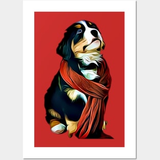 Berner Bernese Mountain Dog Puppy Holiday Cute Posters and Art